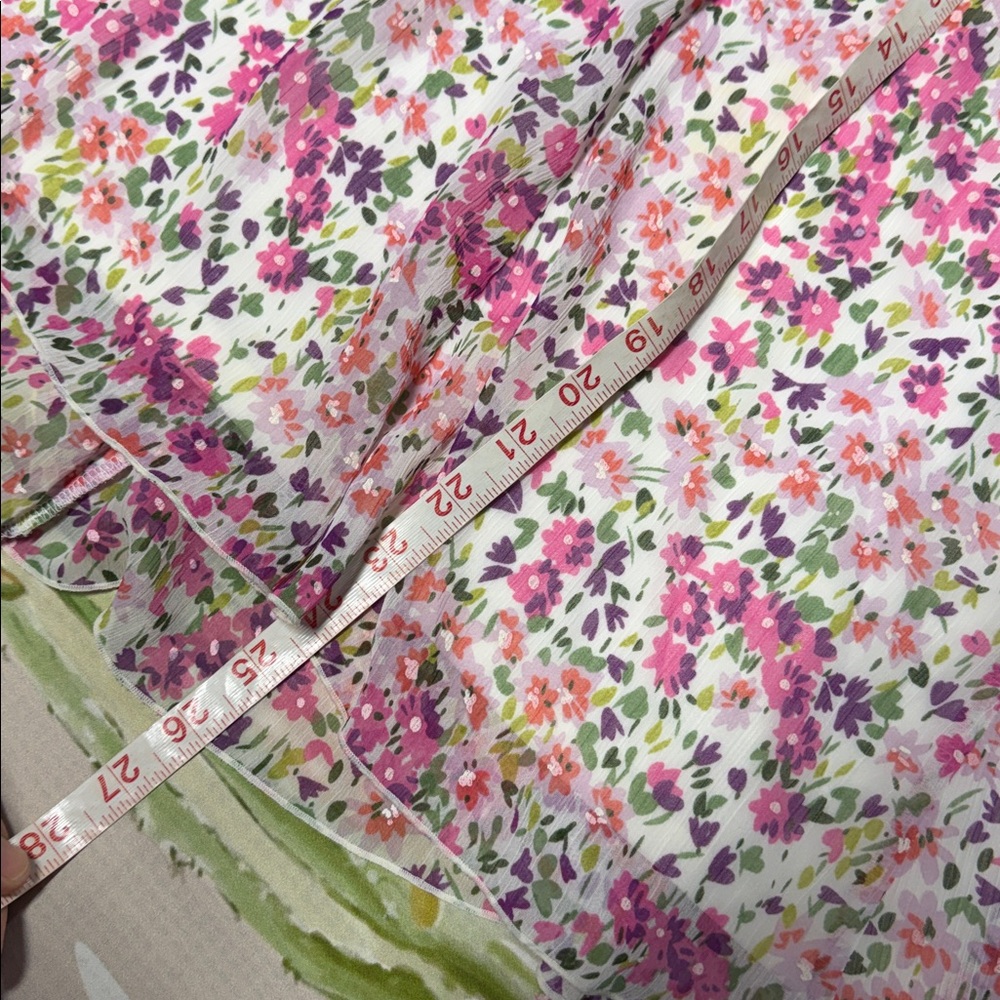 Elementz pink white chiffon Multicolor Floral A-Line Skirt with ruffles large - Picture 6 of 6